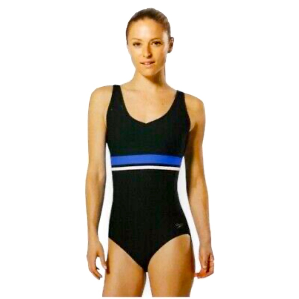 Speedo Women's Empire Splice One Piece Swimsuit Speedo with Padding in Medium